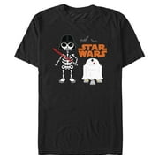 Men's Star Wars Halloween Darth Vader and R2-D2 White Costumes Graphic Tee Black Large